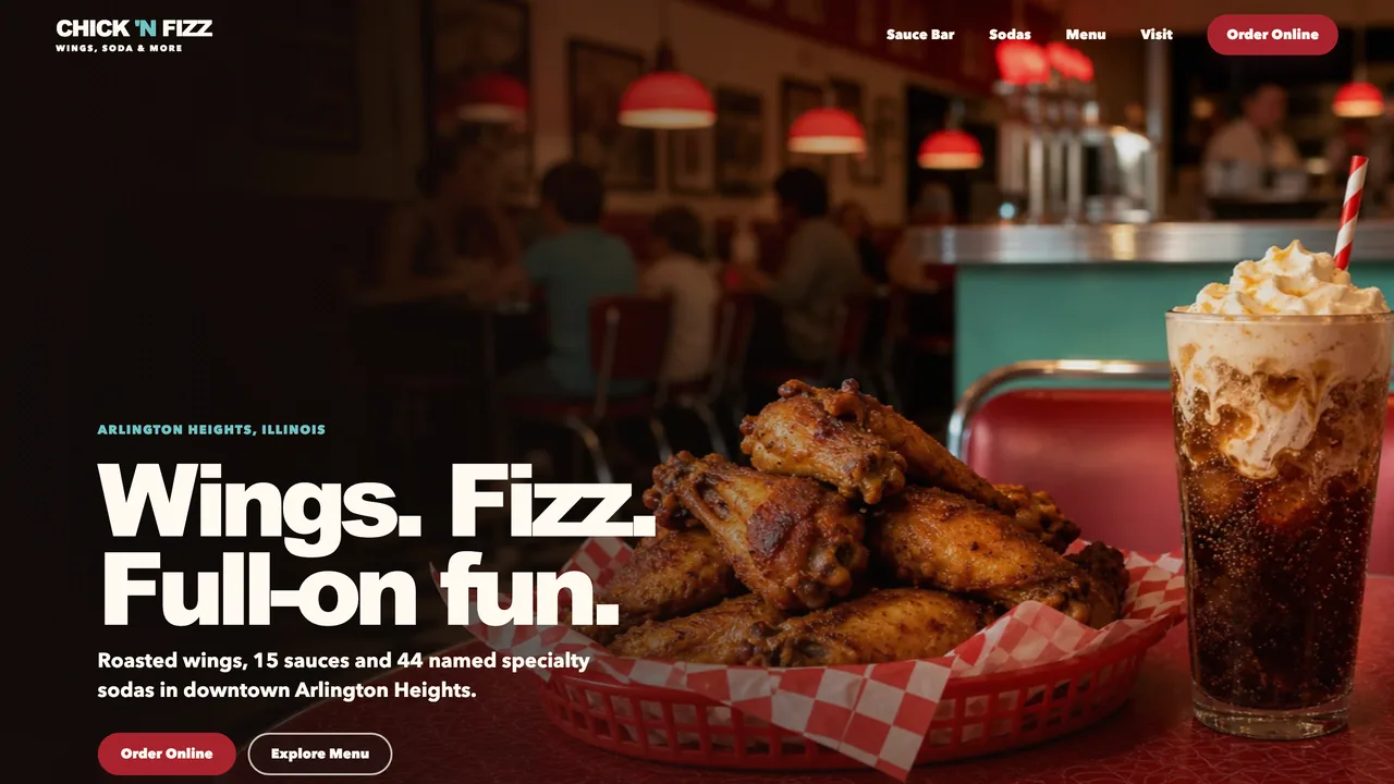 Chick 'N Fizz website — concept redesign by CYLO Studio